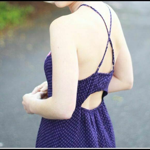 american eagle embroidered Halter Long dress with splip sz 2 backless bohemian - Picture 2 of 12